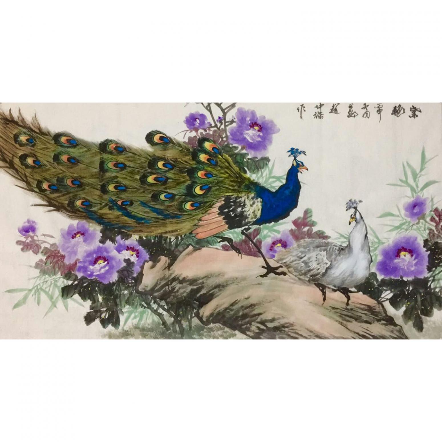 赵仲谋国画作品《【素艳-孔雀5】作者赵仲谋》