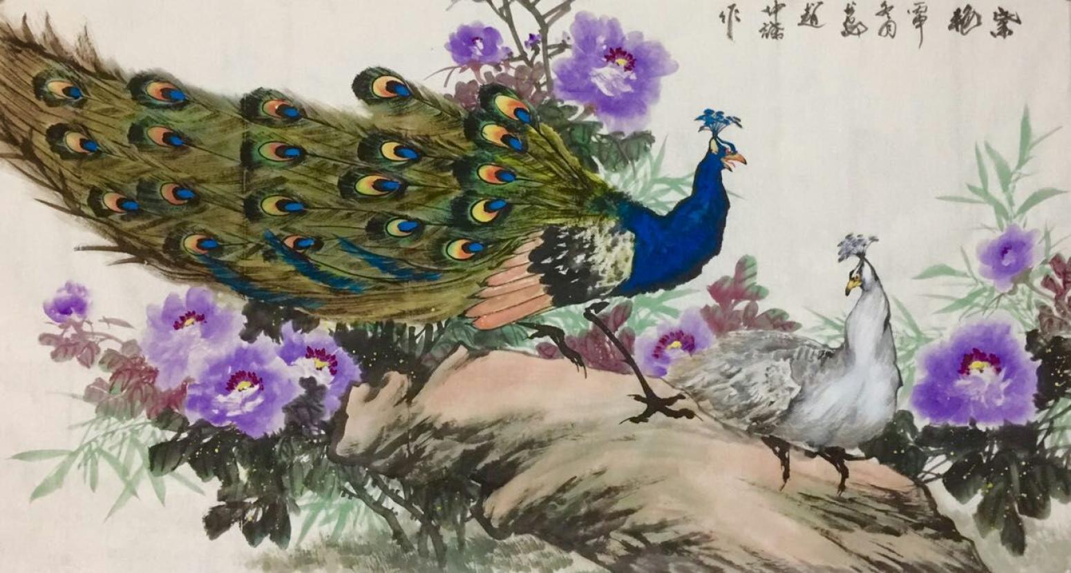 赵仲谋国画作品《【素艳-孔雀5】作者赵仲谋》【图0】