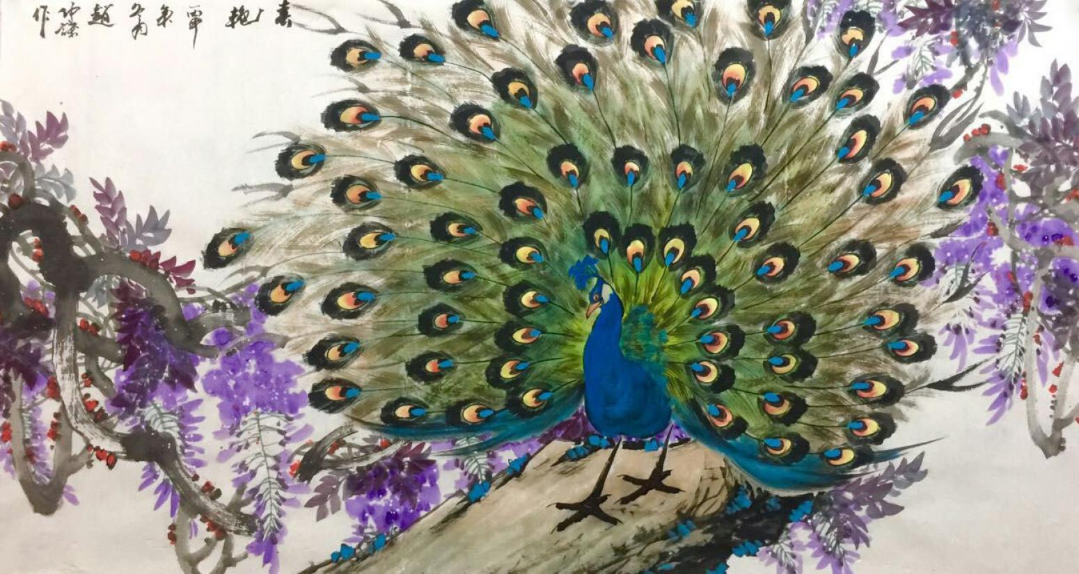 赵仲谋国画作品《【素艳-孔雀6】作者赵仲谋》【图0】
