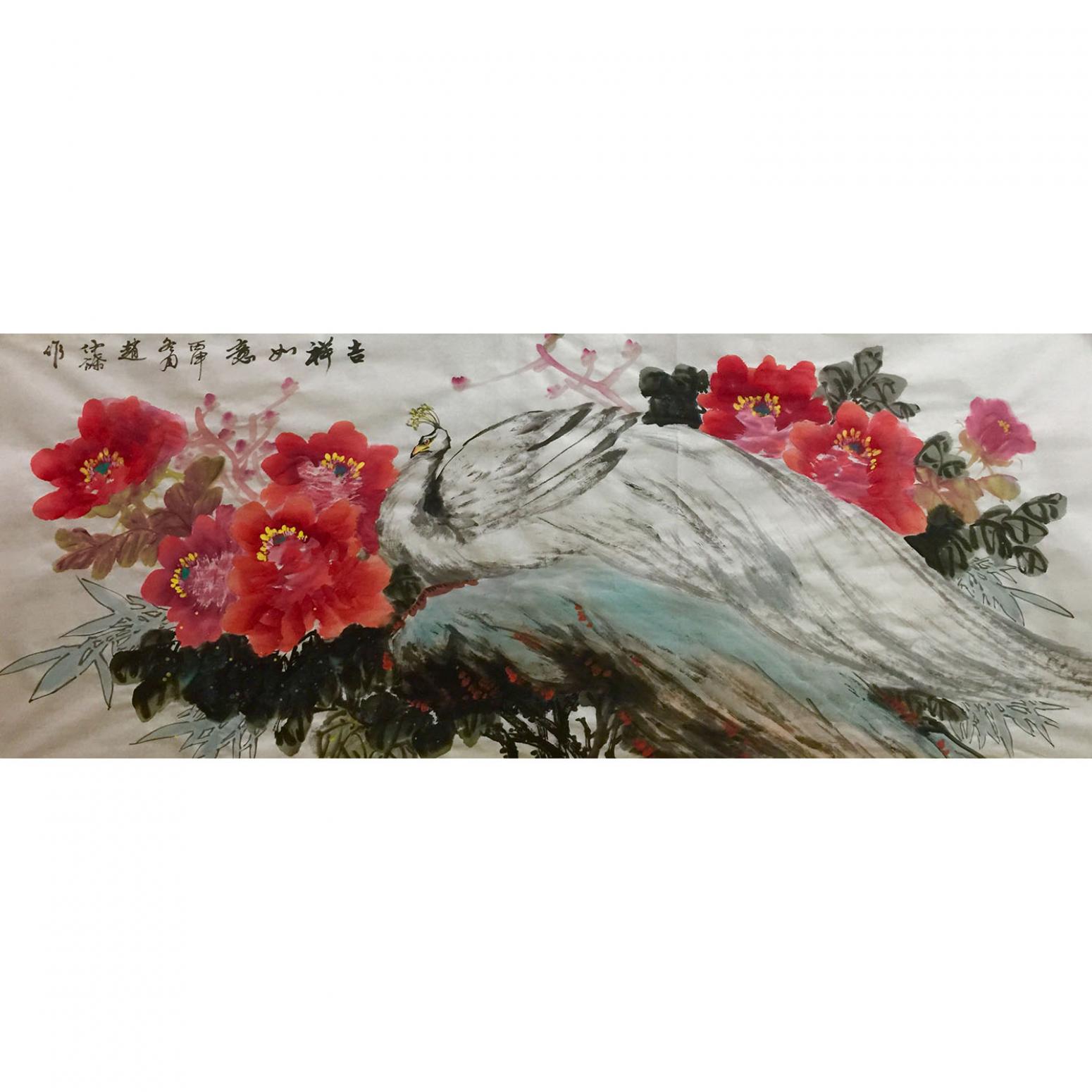 赵仲谋国画作品《【吉祥如意-孔雀14】作者赵仲谋》