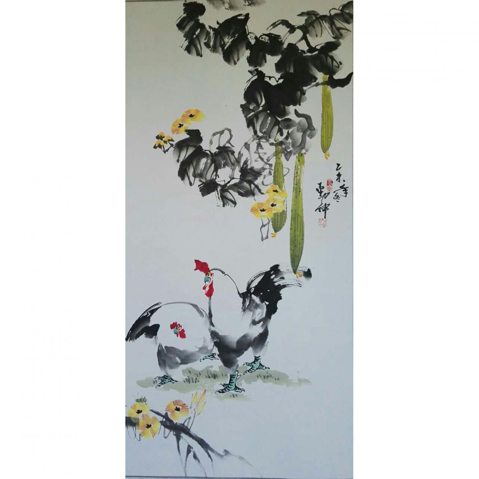 潘劲伸国画作品《【大公鸡】作者潘劲伸》