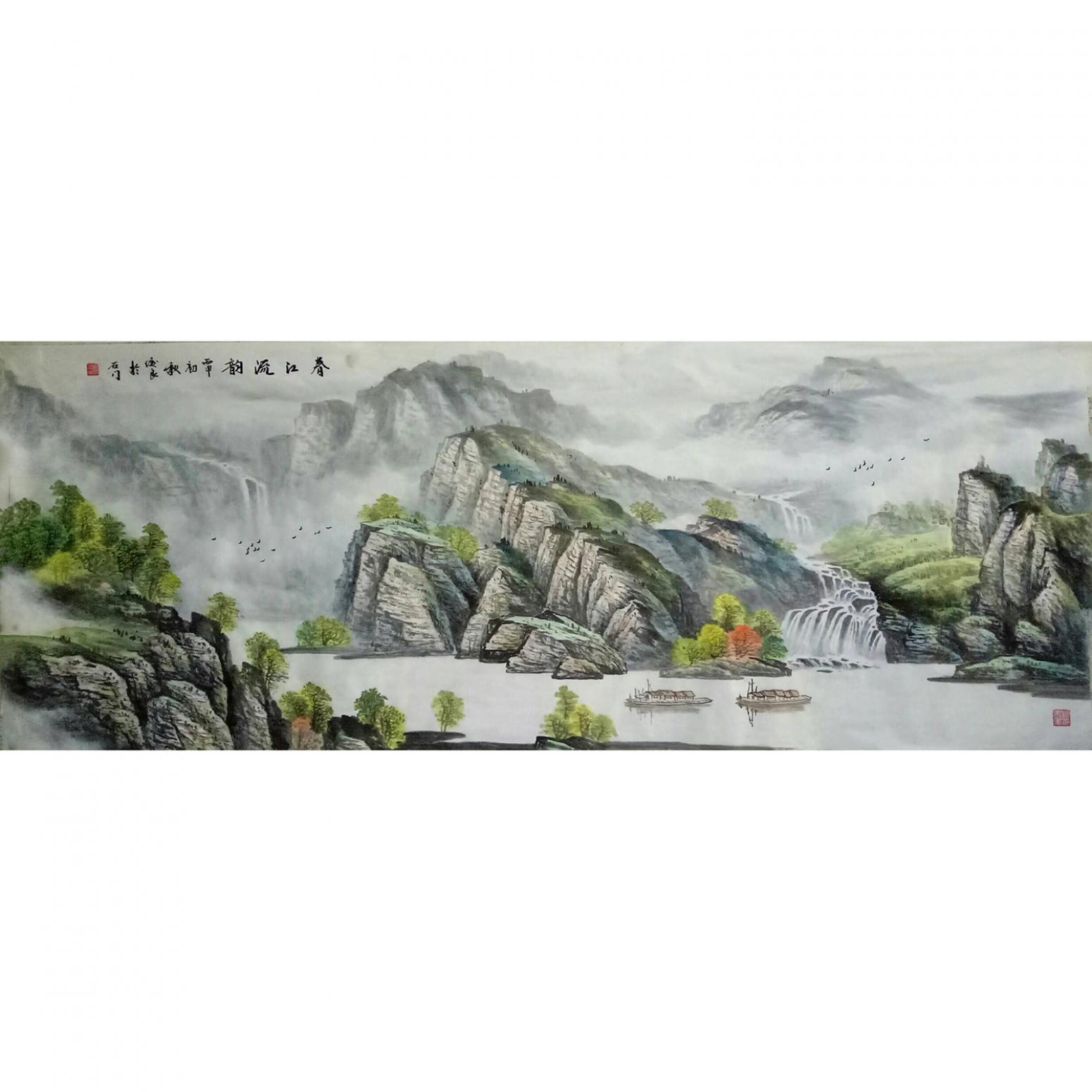 卢俊良国画作品《【春江流韵】作者卢俊良》