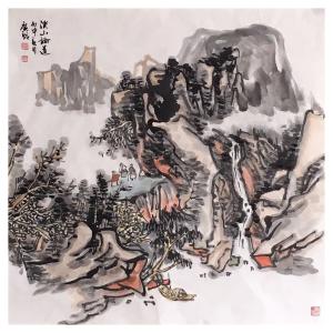 艺术品图片：艺术家夏广怡国画作品名称《【溪山论道】作者夏广怡》价格4800.00 元