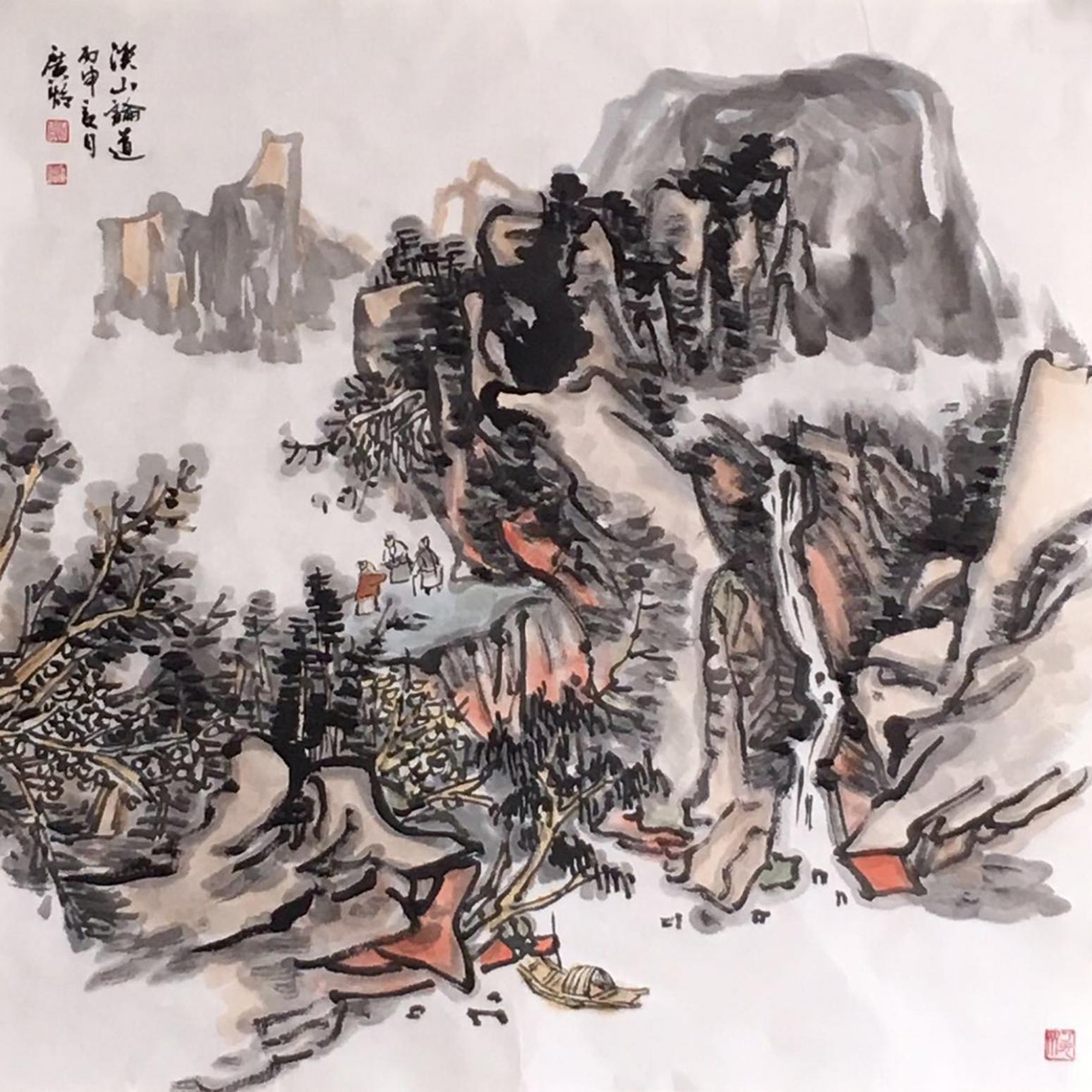 夏广怡国画作品《【溪山论道】作者夏广怡》【图0】