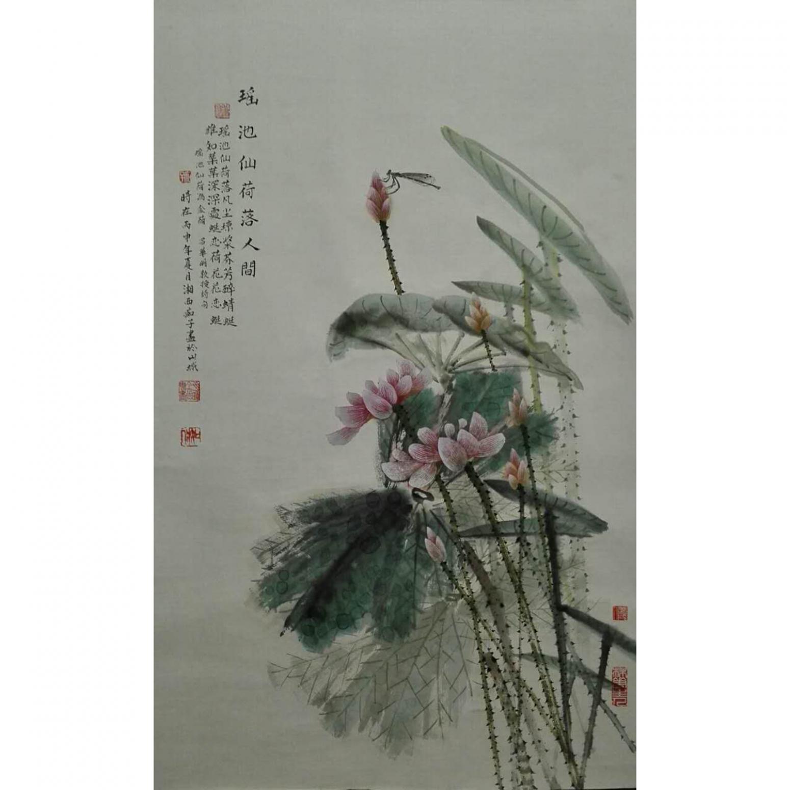 肖晖国画作品《【瑶池仙荷落人间2】作者肖晖》