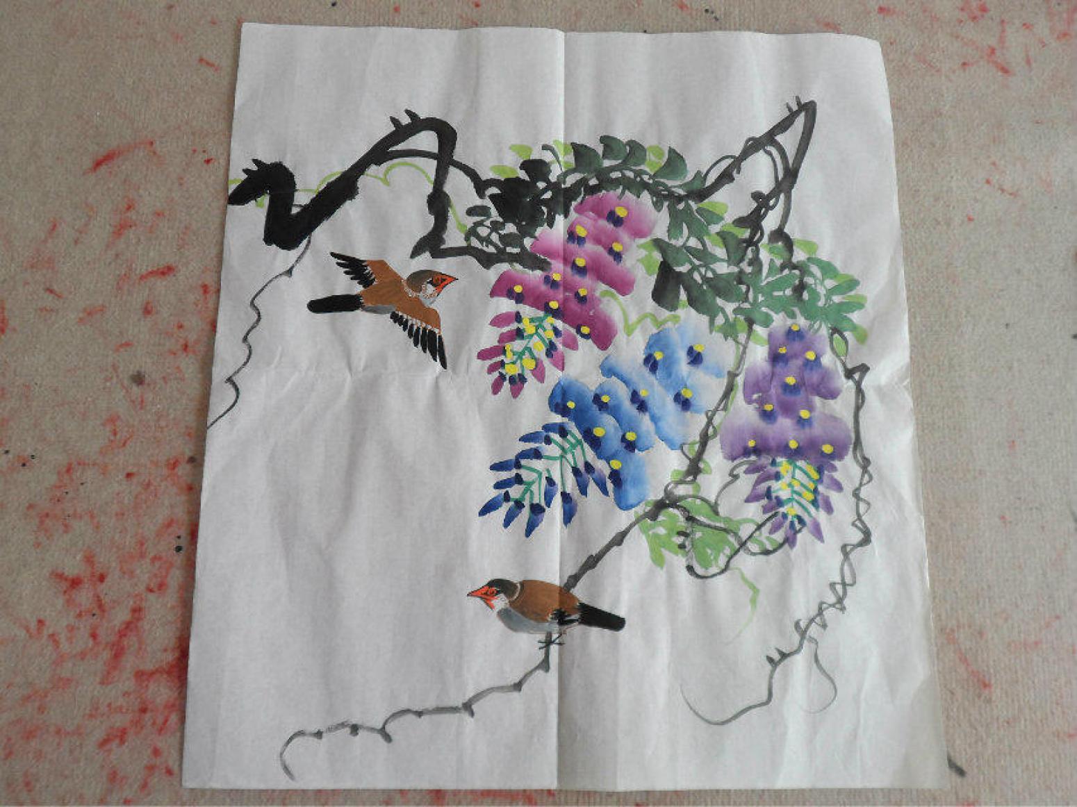 国画作品《喜鹊报喜》【图0】