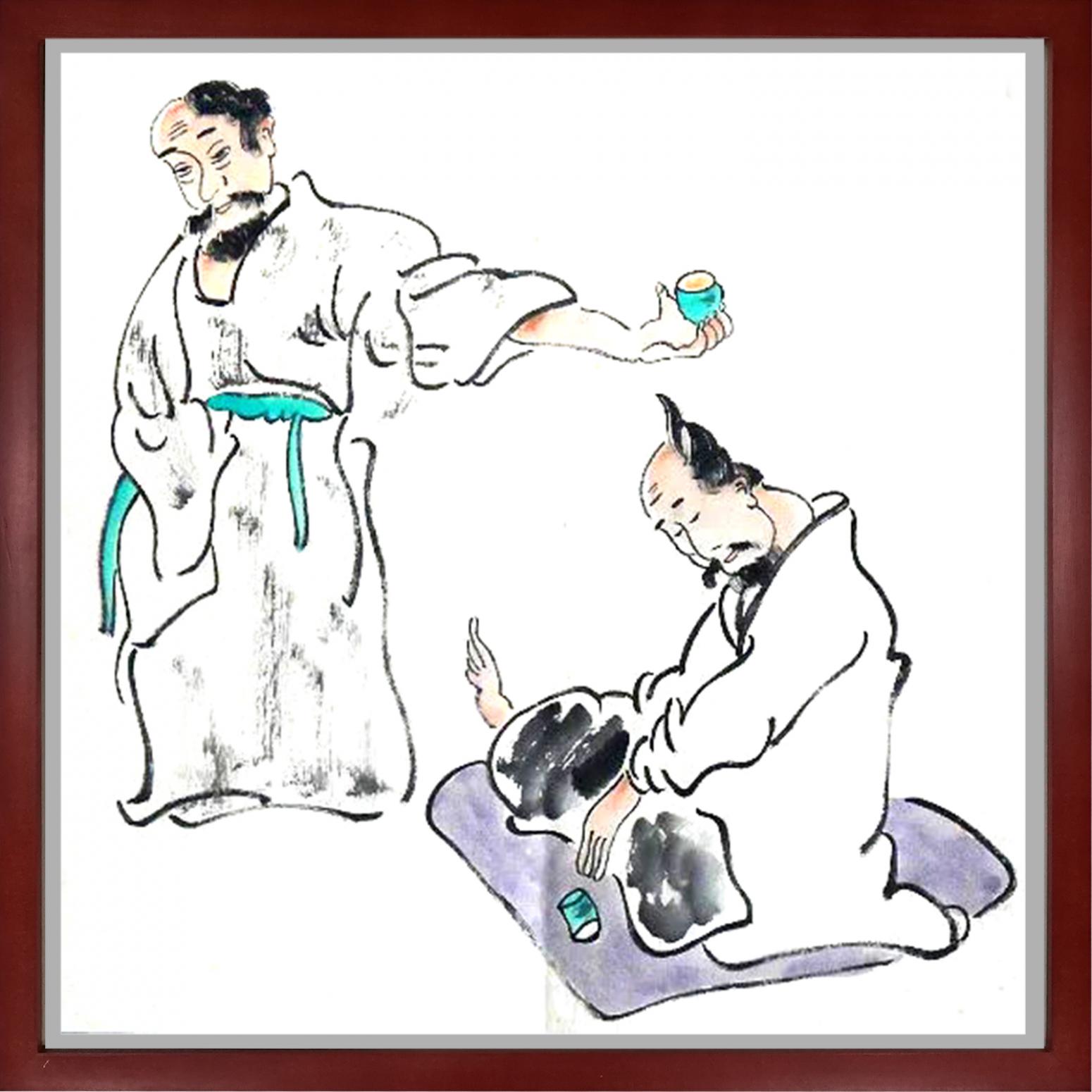 国画作品《对饮成双》