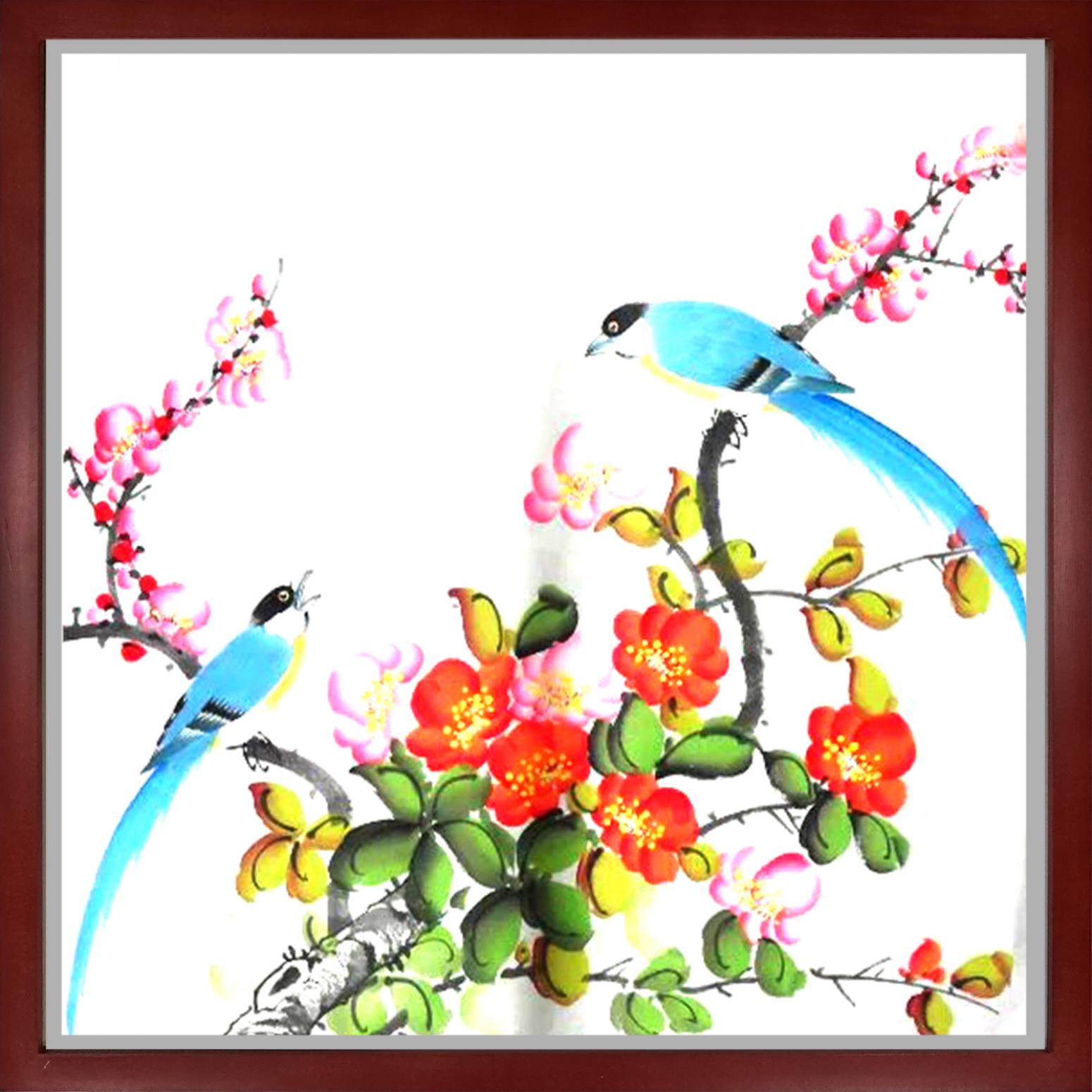 国画作品《双喜临门》