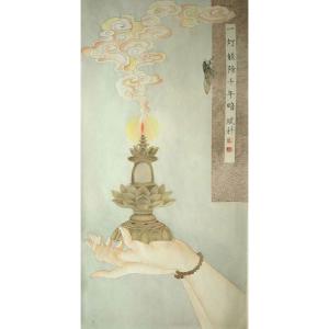 傅斌科国画作品《【一灯能除千年暗】作者傅斌科》价格960.00元