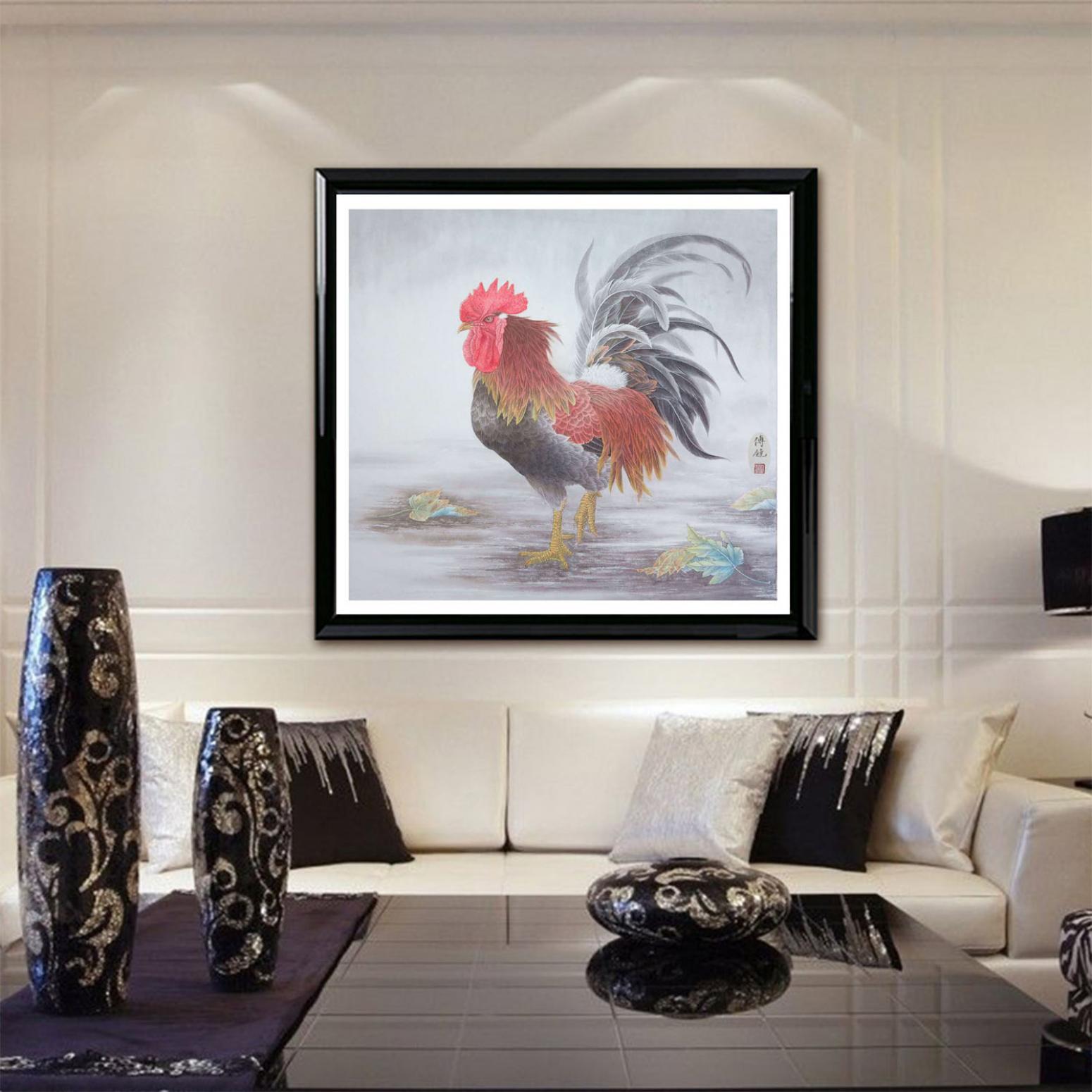 傅饶国画作品《【雄鸡图】作者傅饶》【图3】