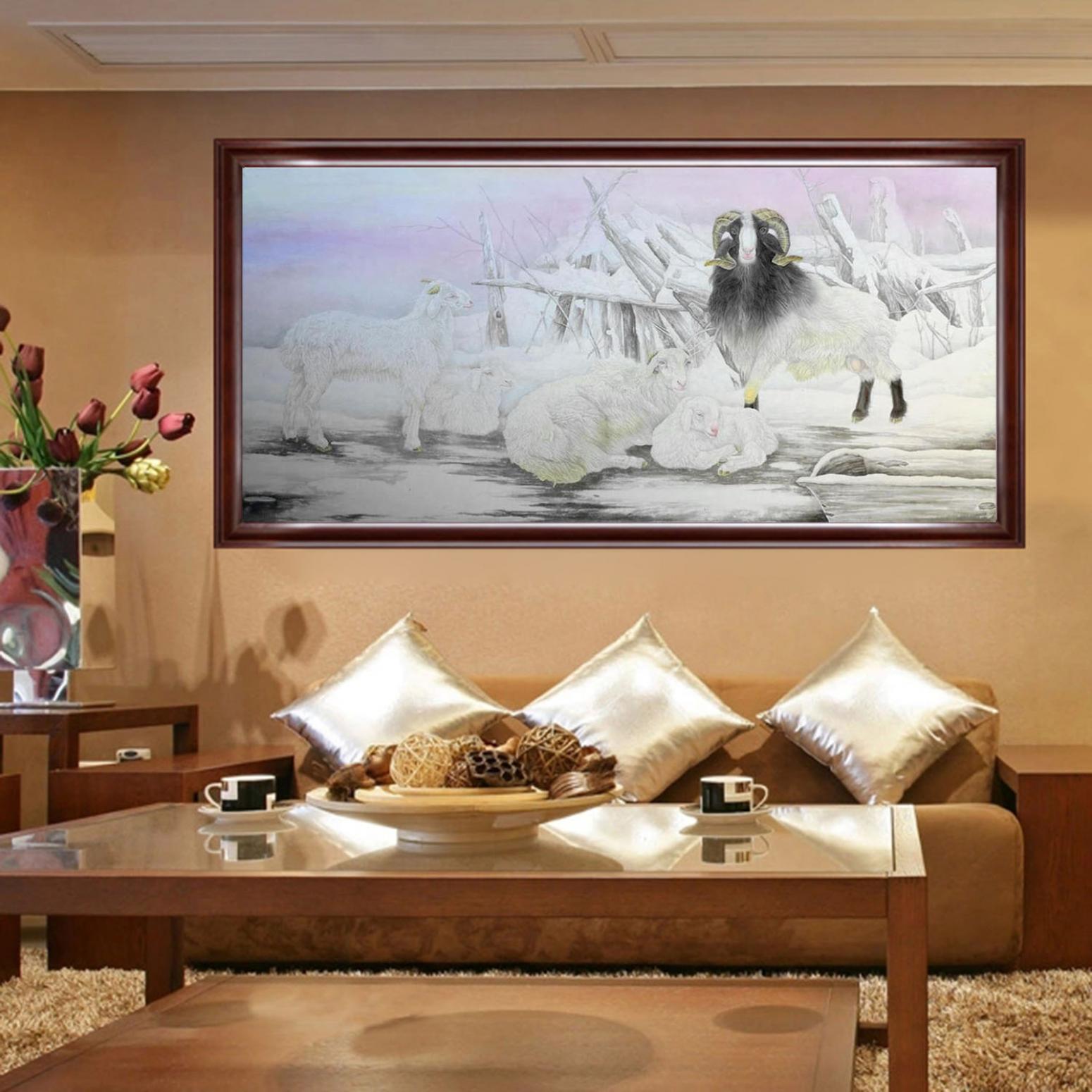 傅饶国画作品《【羊羊得意】作者傅饶》【图3】