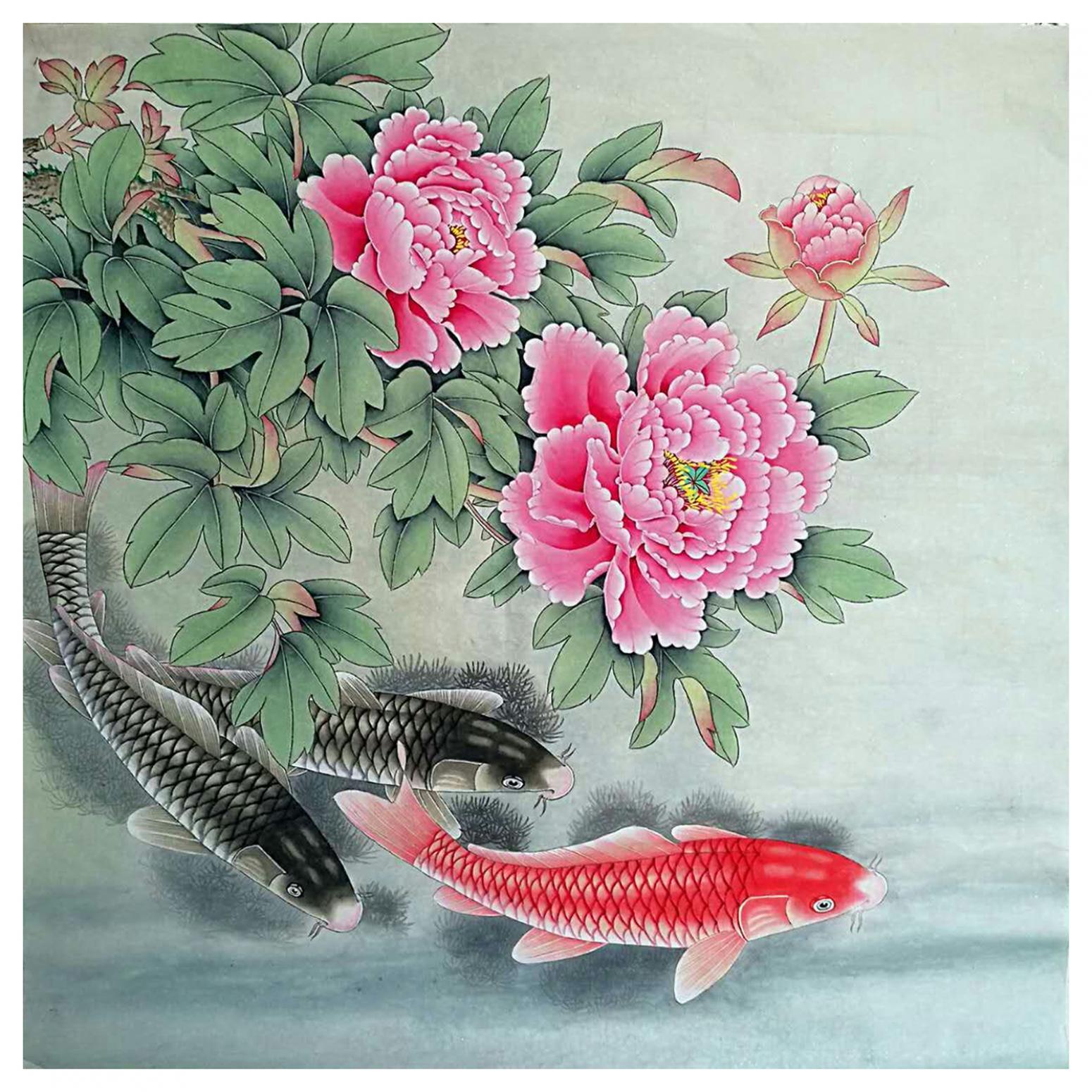 胡记领国画作品《【连年有余1】作者胡记领》