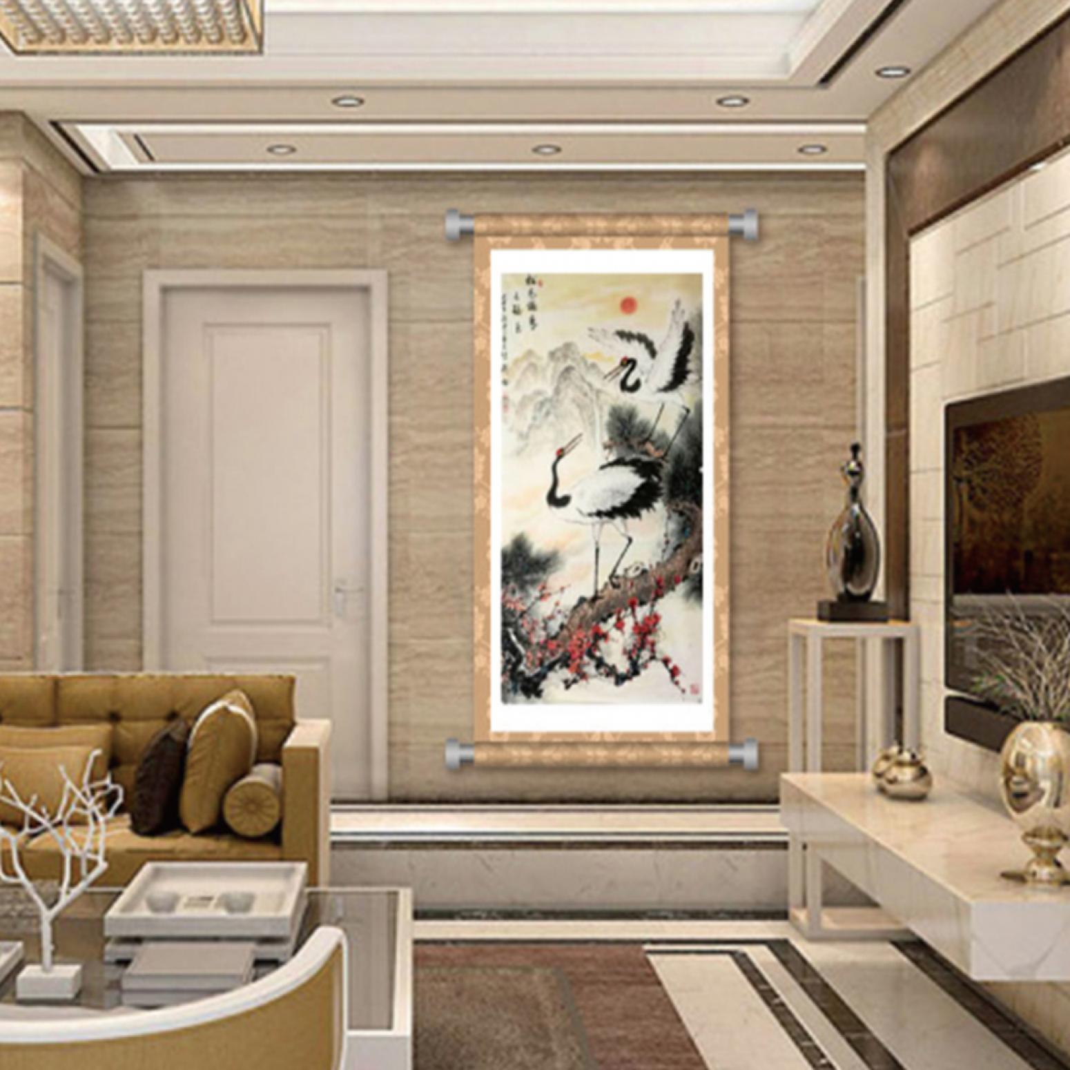 刘燃国画作品《【松山鹤舞】作者刘燃》