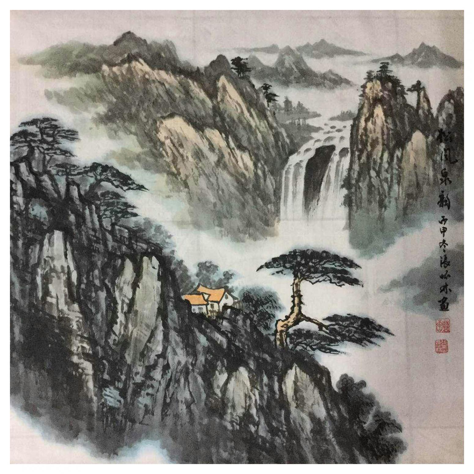 张怀林国画作品《【松风泉韵1】作者张怀林》