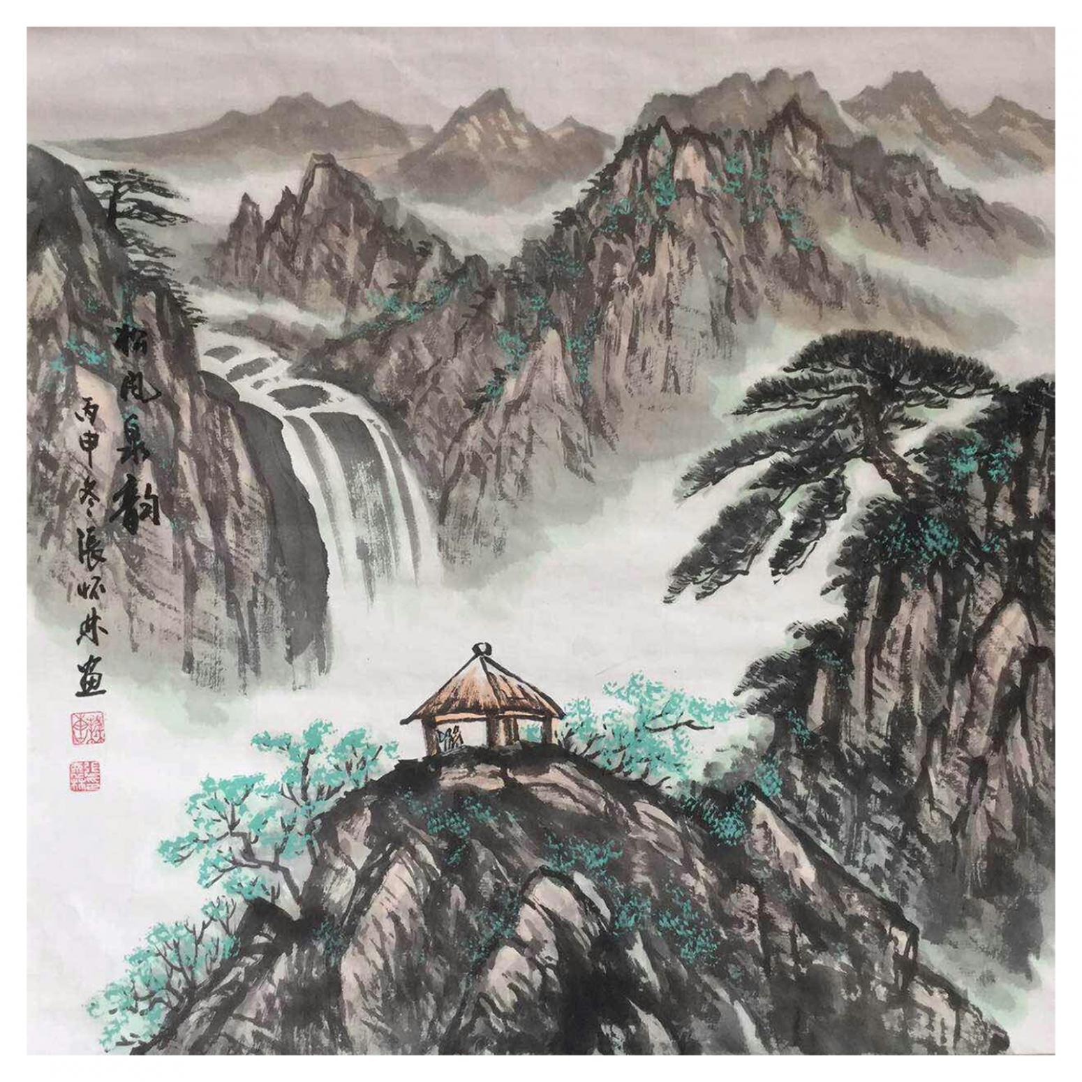 张怀林国画作品《【松风泉韵3】作者张怀林》