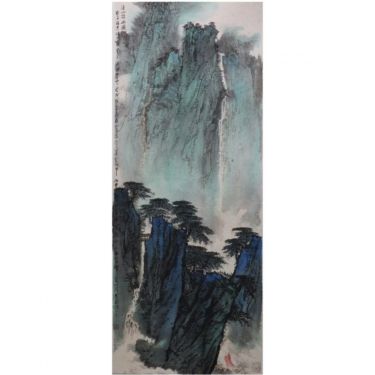 高顺岭国画作品《【溪山探幽图】作者高顺岭》