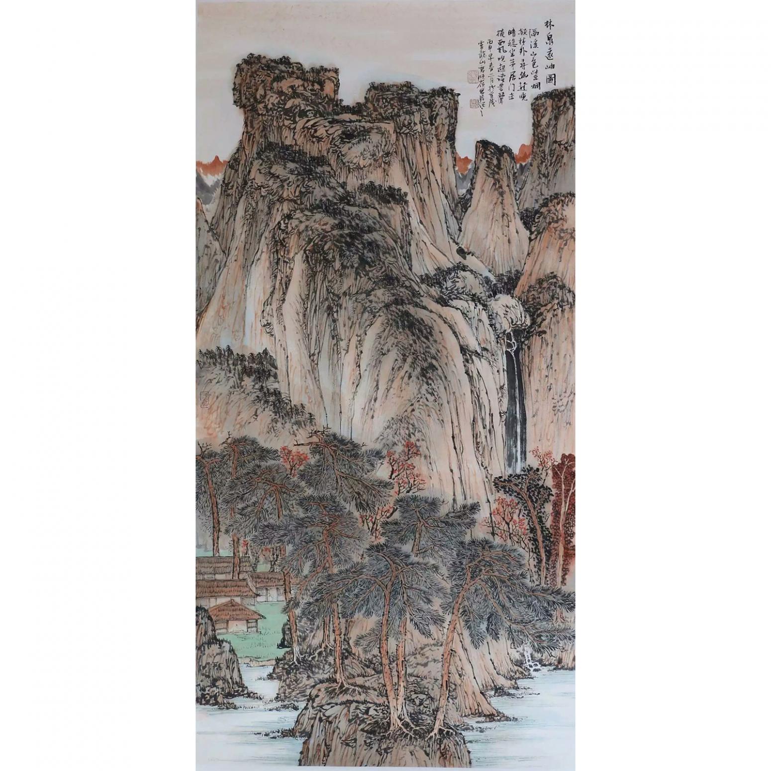 高顺岭国画作品《【林泉远幽图】作者高顺岭》