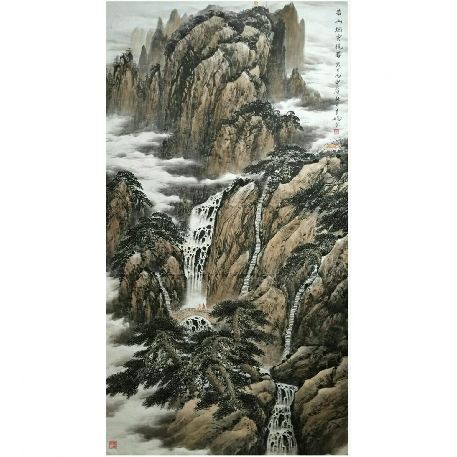 万吉鹏国画作品《【黄山烟云揽胜】》