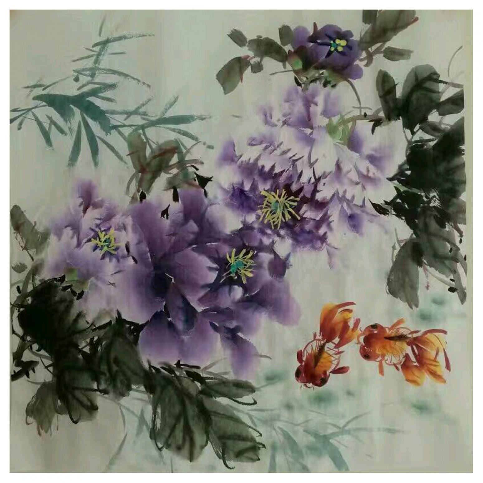 王长泉国画作品《年年有余》