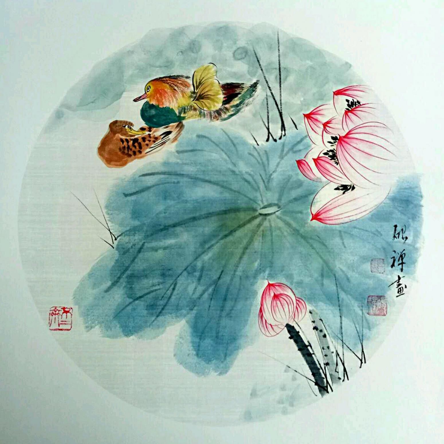 张清永国画作品《【鸳鸯戏水2】》【图0】