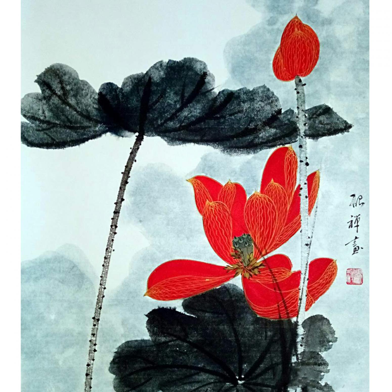 张清永国画作品《【荷花18】》