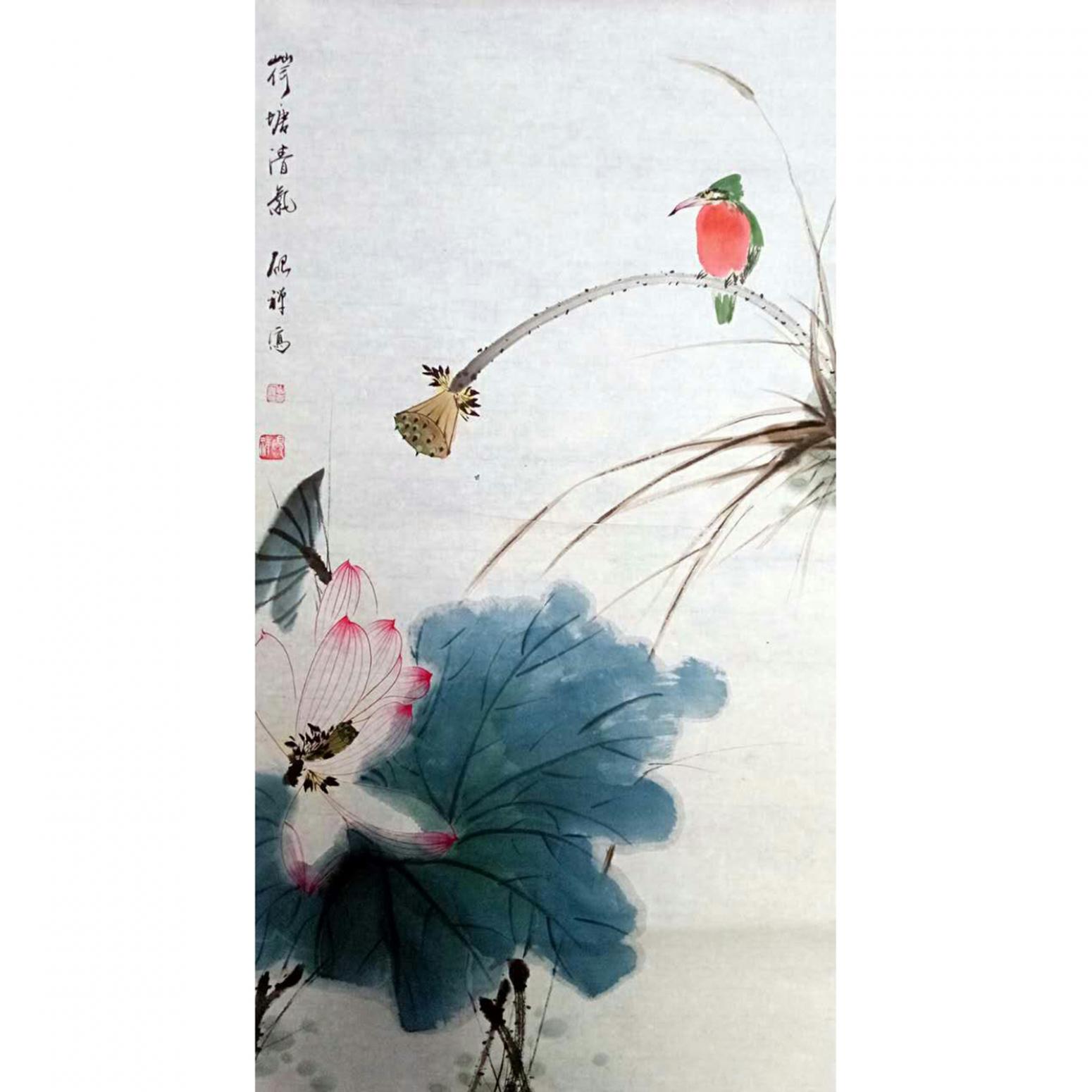 张清永国画作品《【荷塘清气】作者张清永》