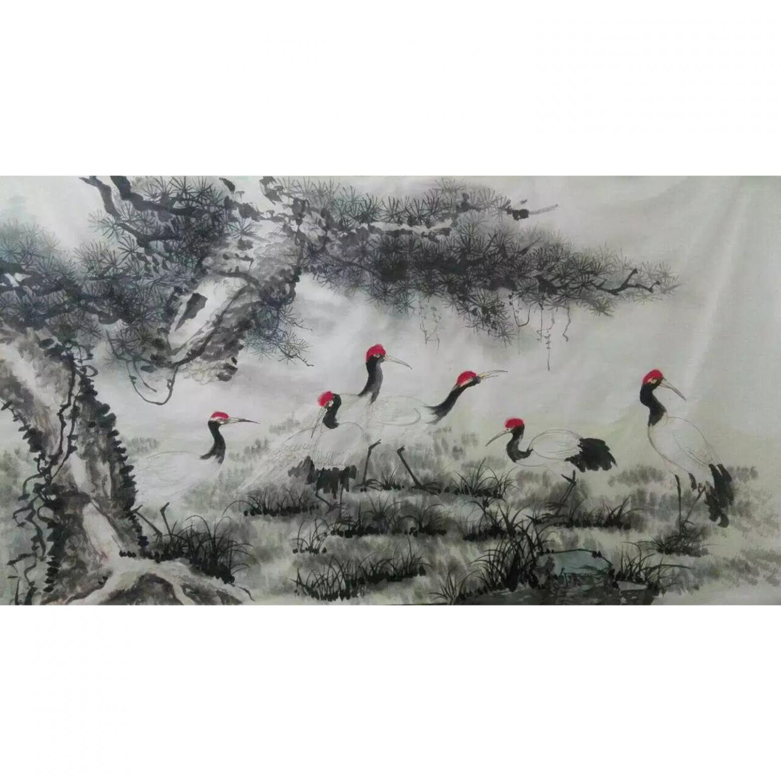 高锐锋国画作品《【仙鹤2】作者高锐锋》