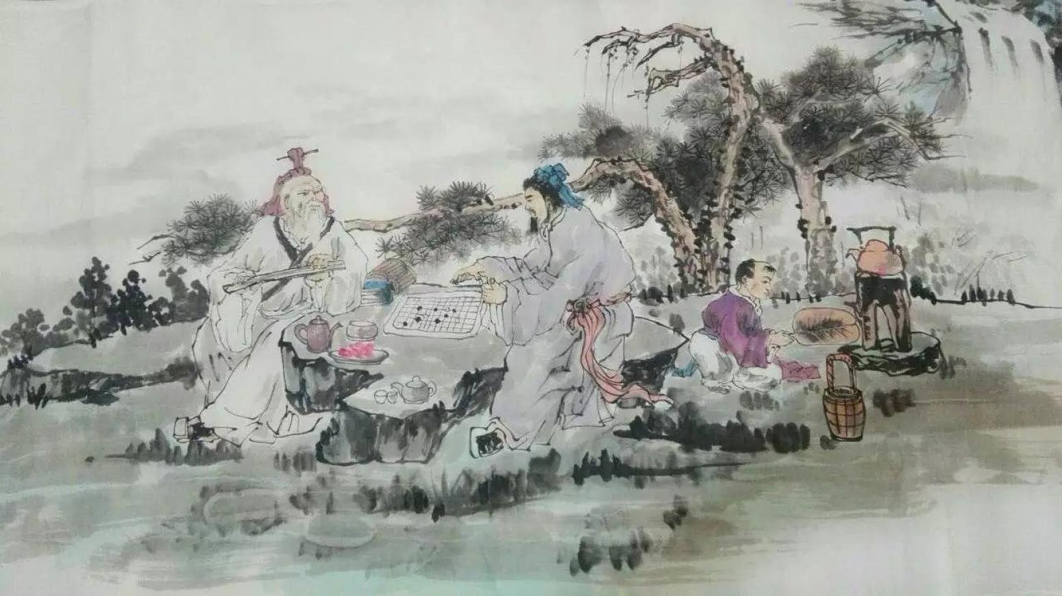 高锐锋国画作品《【对奕图】作者高锐锋》【图0】