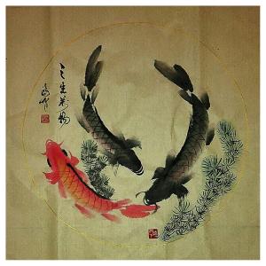 张鸿智国画作品《【鱼乐2】作者张鸿智》价格936.00元