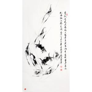 艺术品图片：艺术家张鸿智国画作品名称《【虾蟹同戏】作者张鸿智》价格1920.00 元