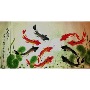 张鸿智国画作品《【九鱼戏月3】作者张鸿智》价格1920.00元