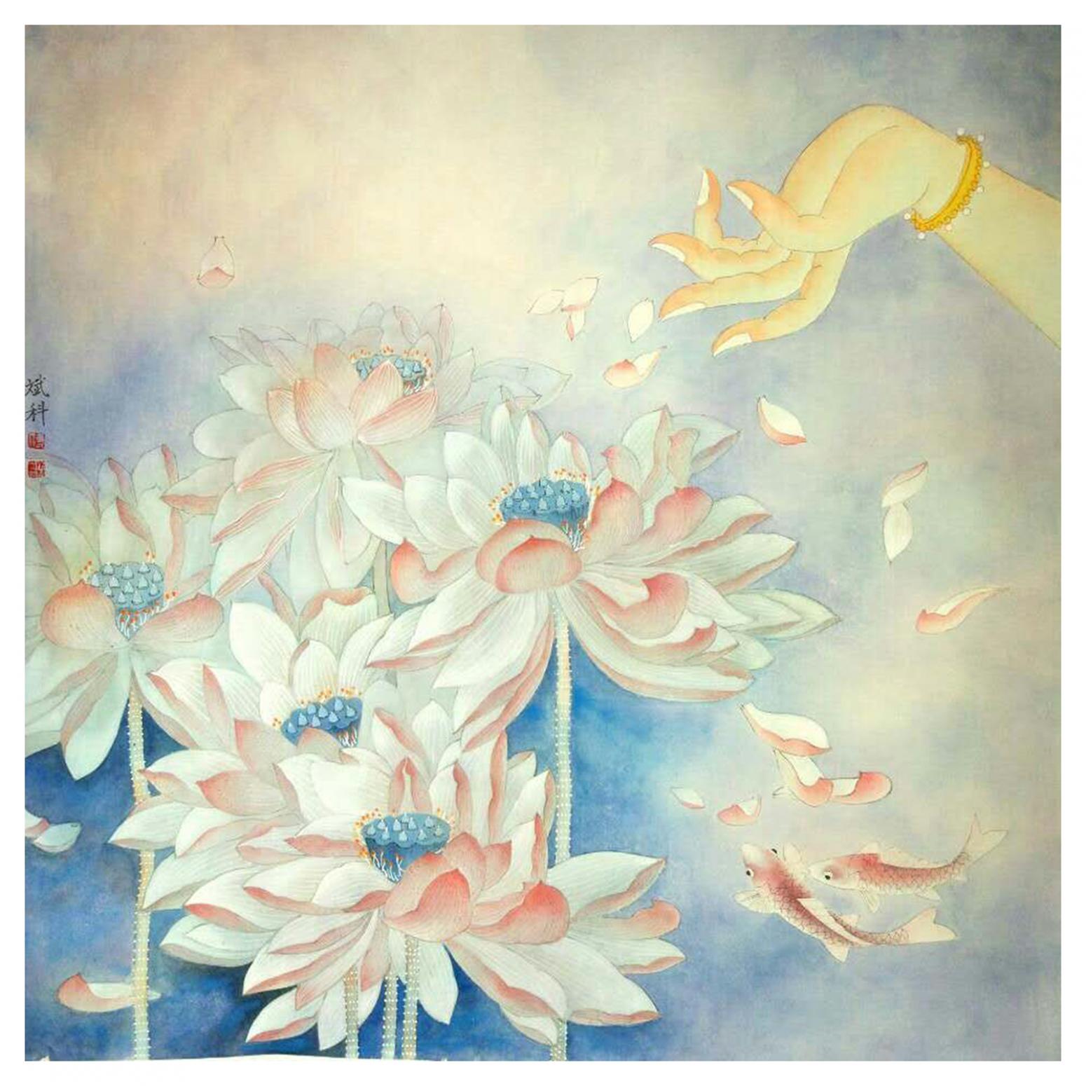 傅斌科国画作品《【莲花1】作者傅斌科》