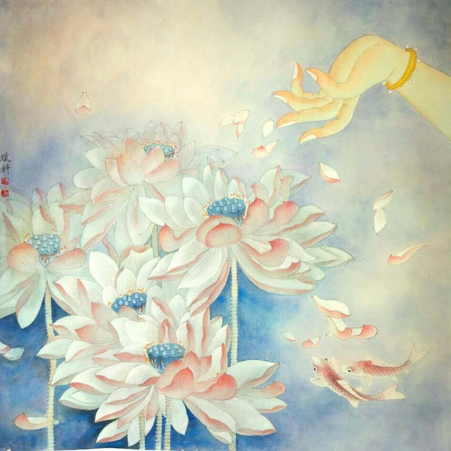 傅斌科国画作品《【莲花1】作者傅斌科》【图0】