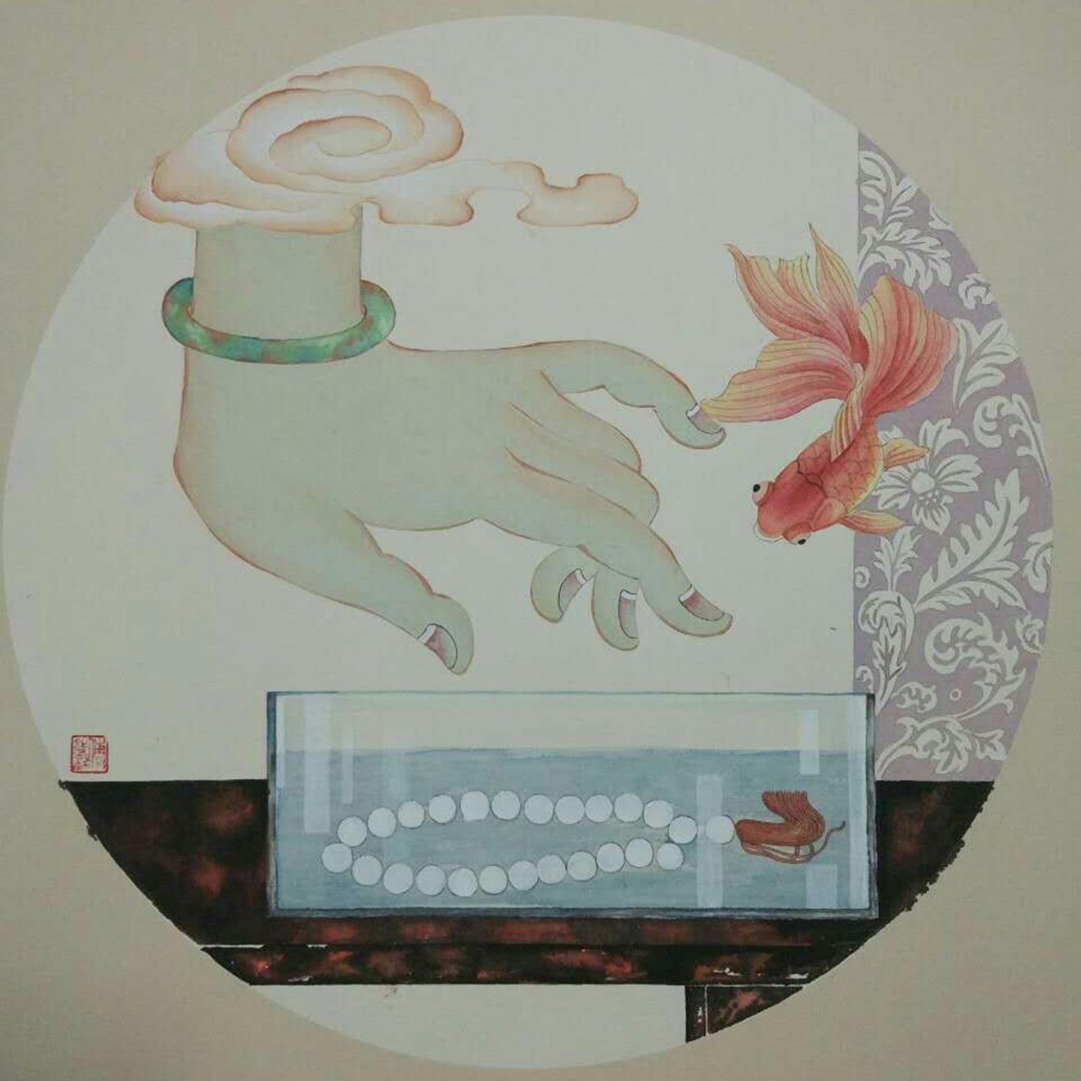 傅斌科国画作品《【戏金鱼】作者傅斌科》【图0】