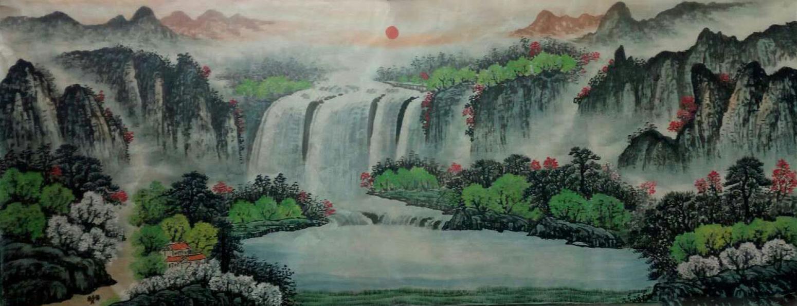 韦杰球国画作品《【高山流水64】作者韦杰球》【图0】