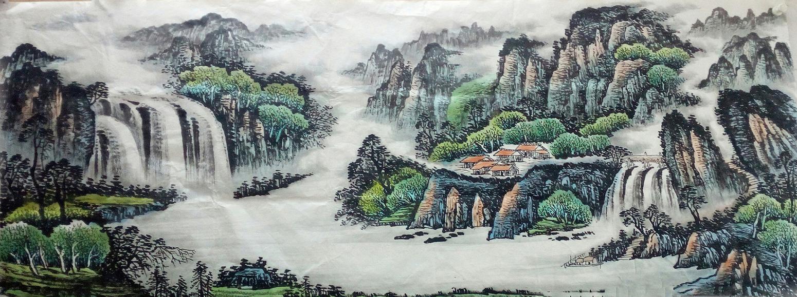 韦杰球国画作品《【高山流水65】作者韦杰球》【图0】