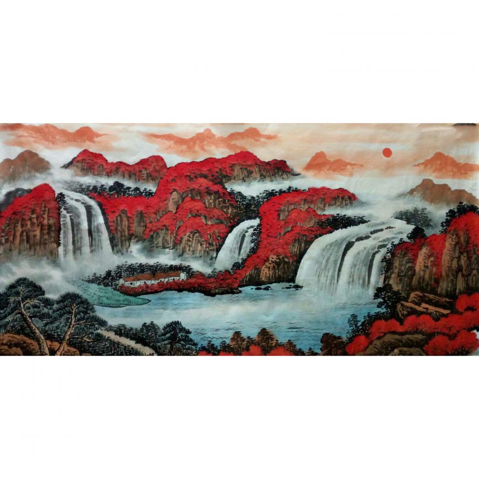 韦杰球国画作品《【高山流水66】作者韦杰球》