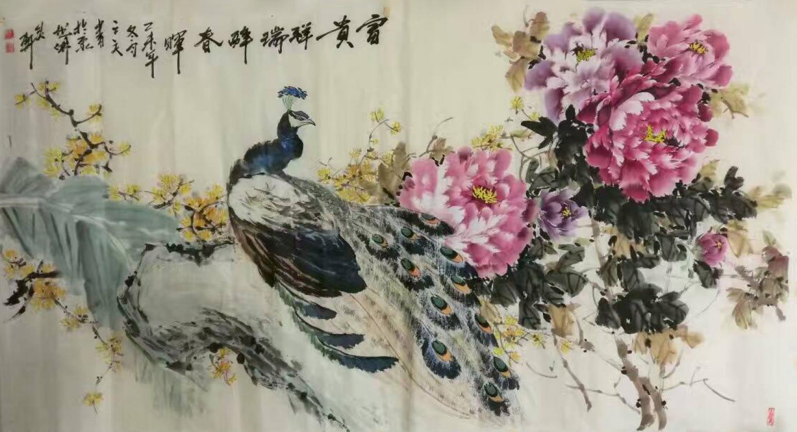 王长泉国画作品《富贵祥瑞醉春晖》【图0】