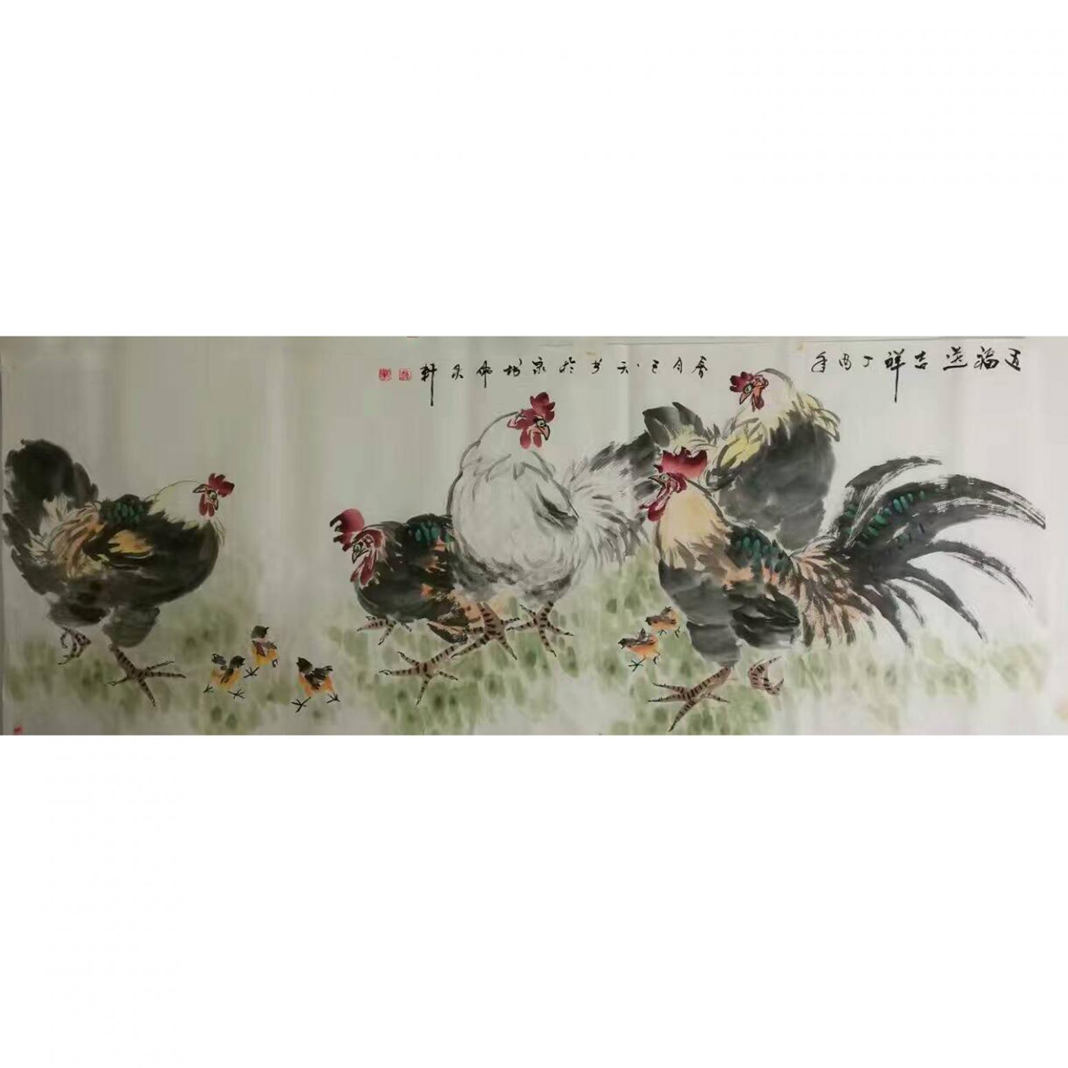 王长泉国画作品《五福送吉祥》