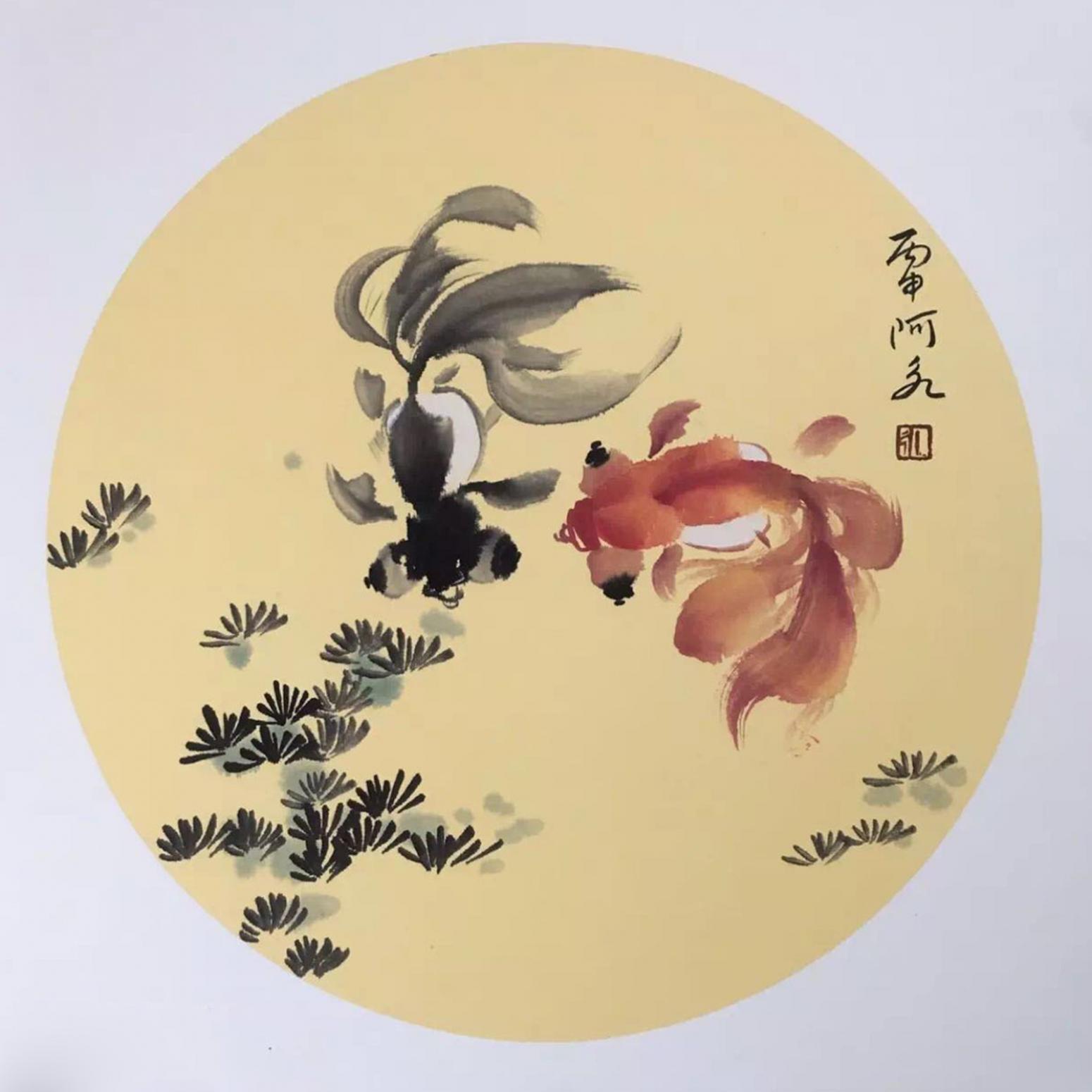 新中式国潮风金鱼设计元素风格插画设计作品-设计人才灵活用工-设计DNA