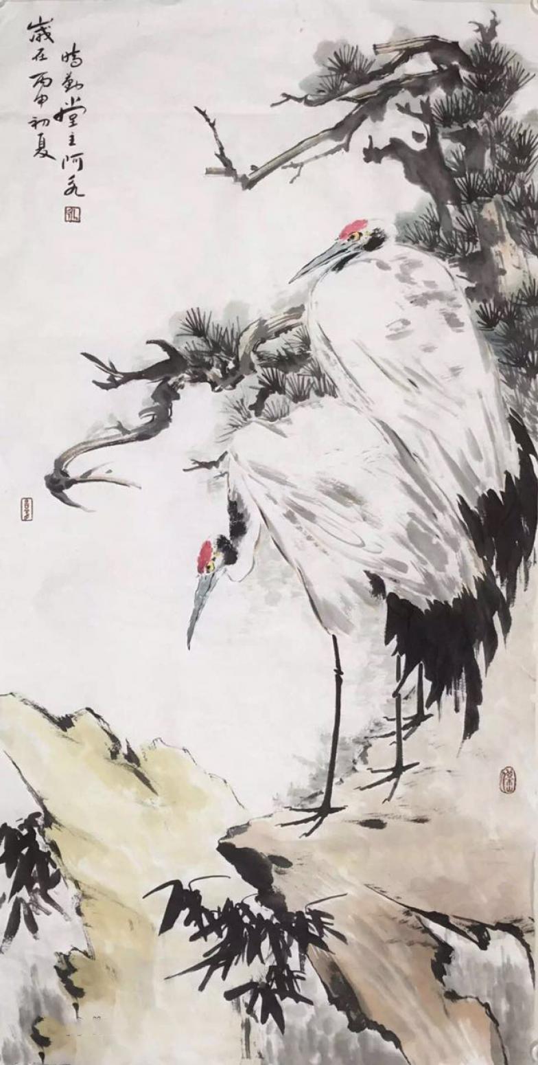 王君永国画作品《【松鹤延年1】作者王君永》【图0】