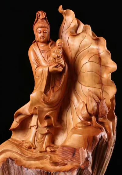 宁静致远收藏-一组新品特价980元包邮，不议价
《送子观音》精品太行崖柏红骨料，长31*宽1【图1】