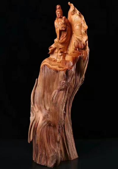 宁静致远收藏-一组新品特价980元包邮，不议价
《送子观音》精品太行崖柏红骨料，长31*宽1【图4】