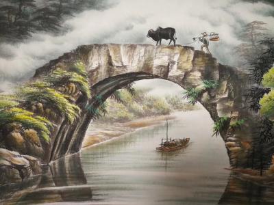 宁建华日记-最新创作参展作品（福地祥云），大六尺彩墨山水，先请老师们指导点评一下。【图2】