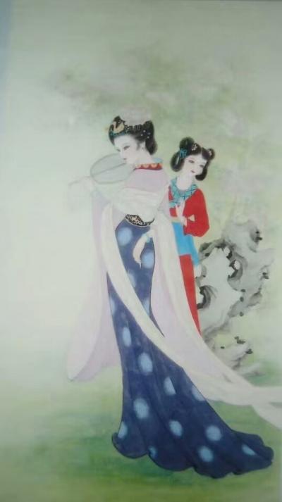 徐景莲日记-早上去了文德路买笔纸，看到有一客人买了假画(印刷品)。客人在画廊看上一幅六尺工笔【图3】