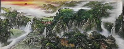 周卫红日记-小八尺重彩山水，97x240Cm。【图2】