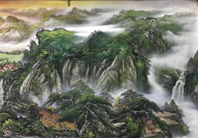 周卫红日记-小八尺重彩山水，97x240Cm。【图3】