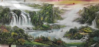 周卫红日记-小八尺重彩山水，97x240Cm。【图4】