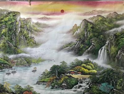 周卫红日记-小八尺重彩山水，97x240Cm。【图5】
