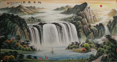 宁建华日记-刚完成的两幅大六尺彩墨山水献给老师们欣赏指导【图1】